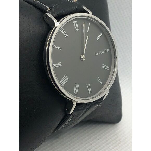Skagen SKW2677 Women's Black Leather Analog Gray Dial Quartz Wrist Watch KS287 - Picture 3 of 9